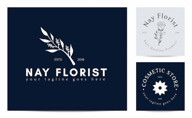 Flower silhouette on florist logo template