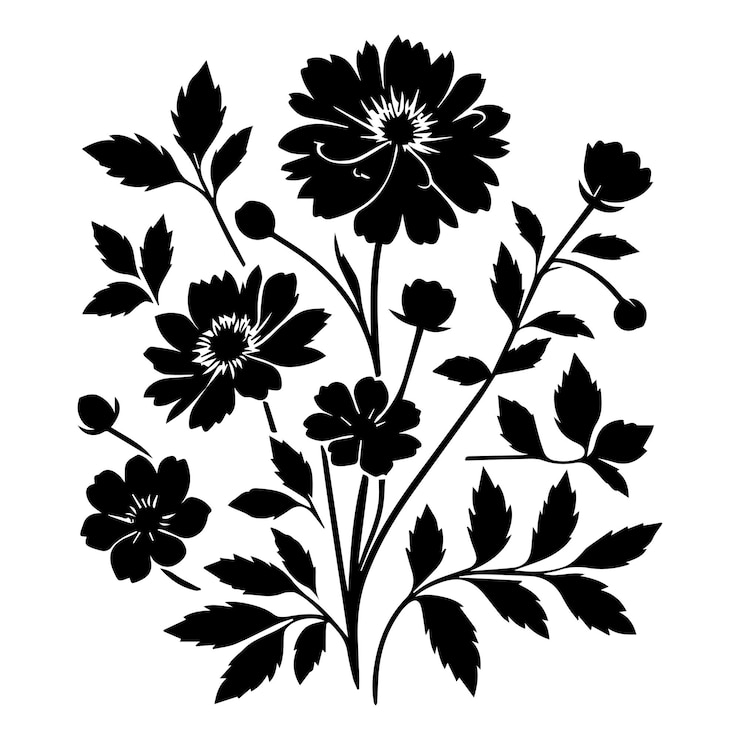 Vector 花のシルエットベクトル