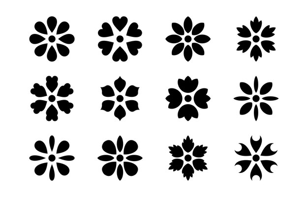 Flower simple icon collection