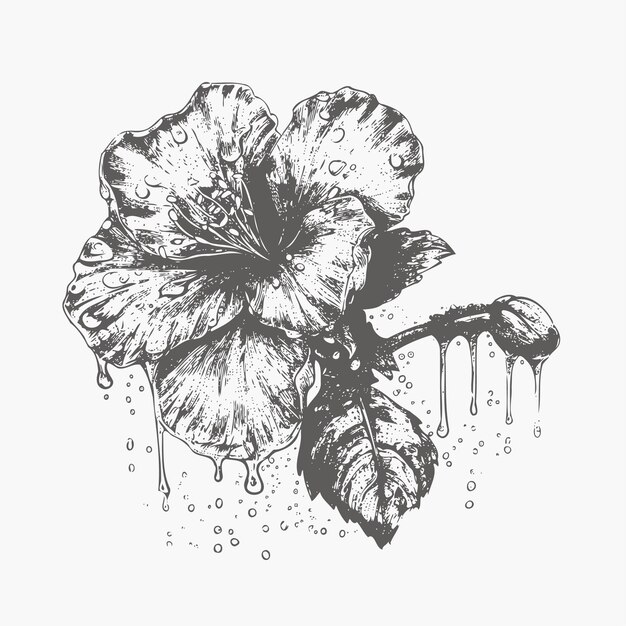 Vector flower sketch hand drawn sketch