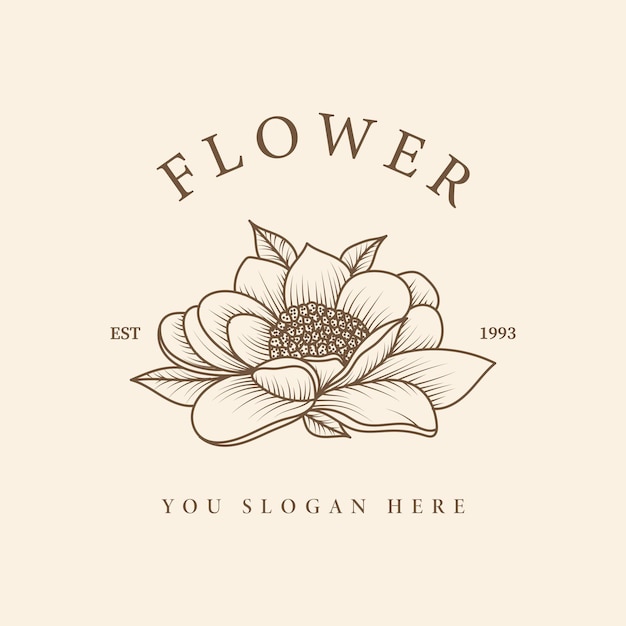 Flower sketch line art logo template design