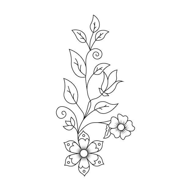 Flower sketch premium vector floral line drawing