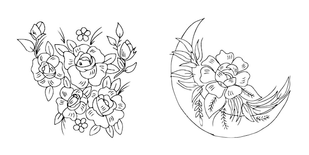 Flower sketch vector template