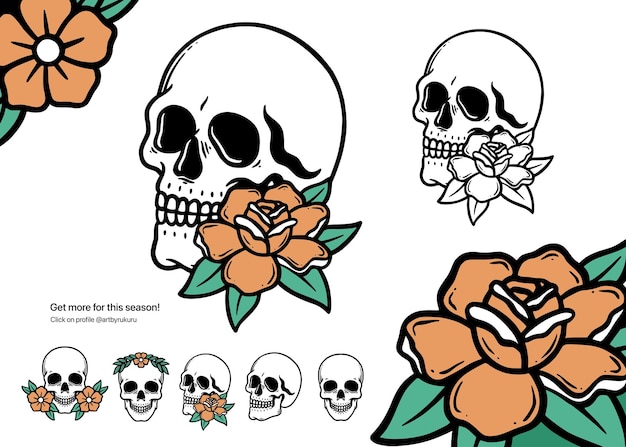 The Flower of Skull Illustration