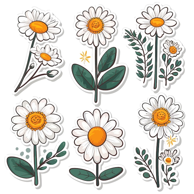 Vector flower sticker set