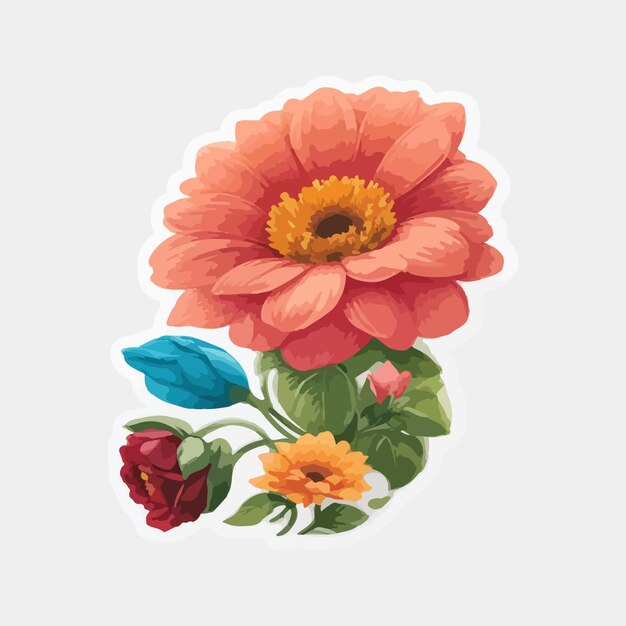 flower sticker vector design