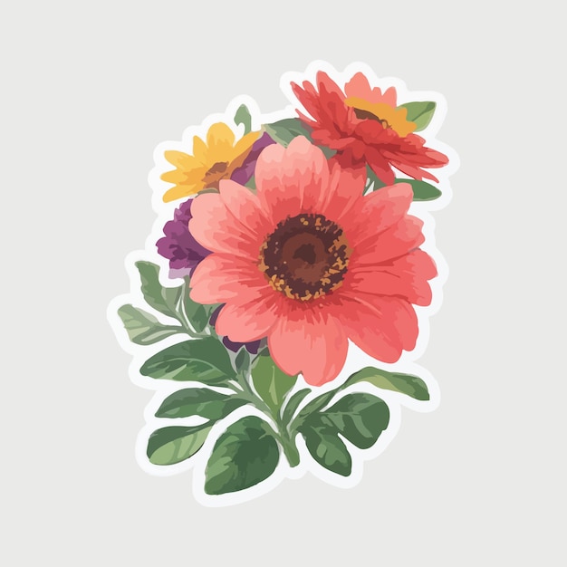 flower sticker vector design