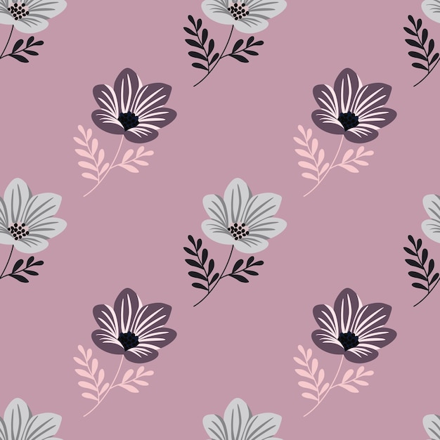 Flower stylized seamless pattern Cute botanical illustration Abstract floral background