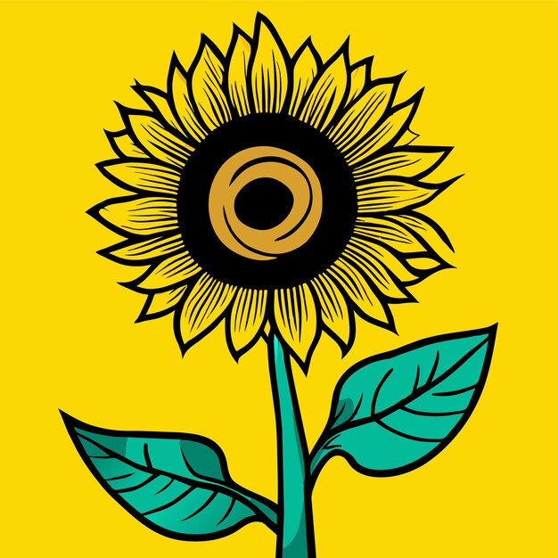 Flower of sunflower with a bud vector illustration