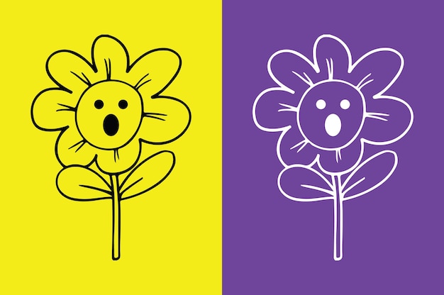 Flower surprised face emoji. astonished emoji