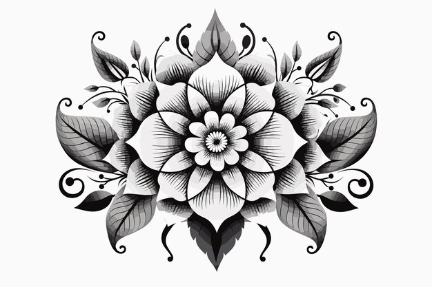 Flower tattoo line art design element and vector flower art