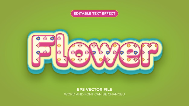 Vector flower text effect editable text effect cute flower