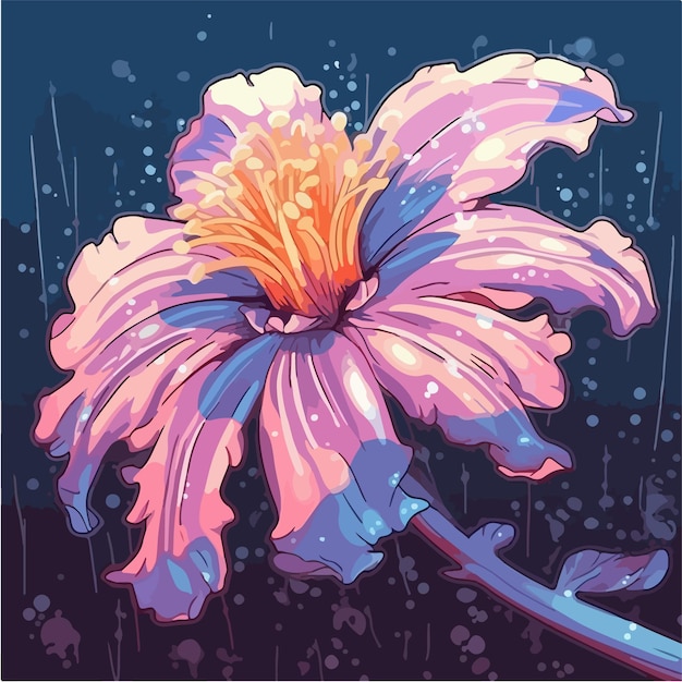 A flower that is on a blue background