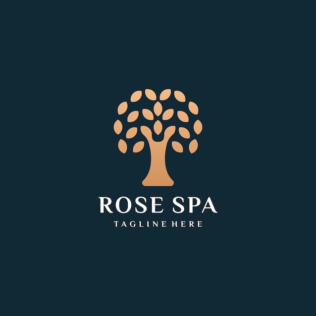 Flower tree spa logo and business card vector design illustration