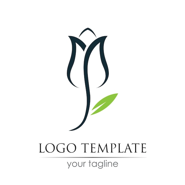 Flower tulip logo vector illustration design template