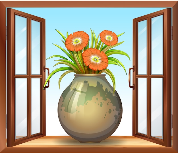 Flower in vase near window