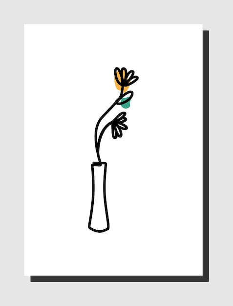 Flower vase one line continuous line art