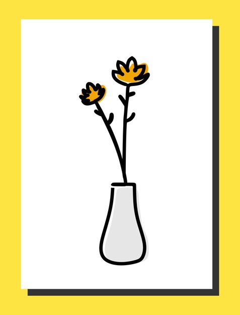 flower vase oneline Premium Vector