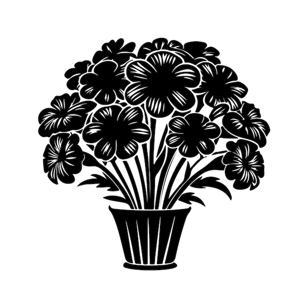 flower vase silhouette vector illustration solid white background