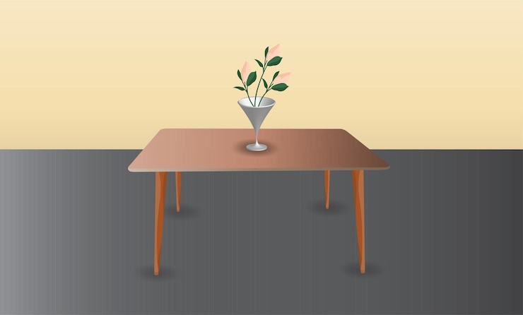 Vector flower and vase on the table
