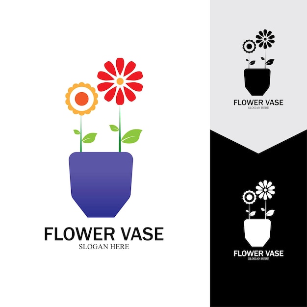 Flower vase vector icon