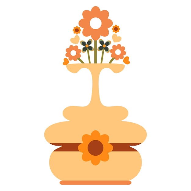 flower vase with flower illustration on white background design