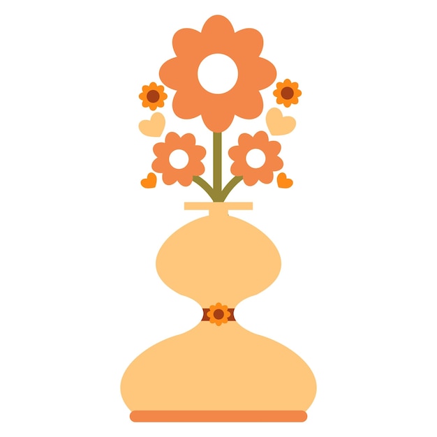 flower vase with flower illustration on white background design