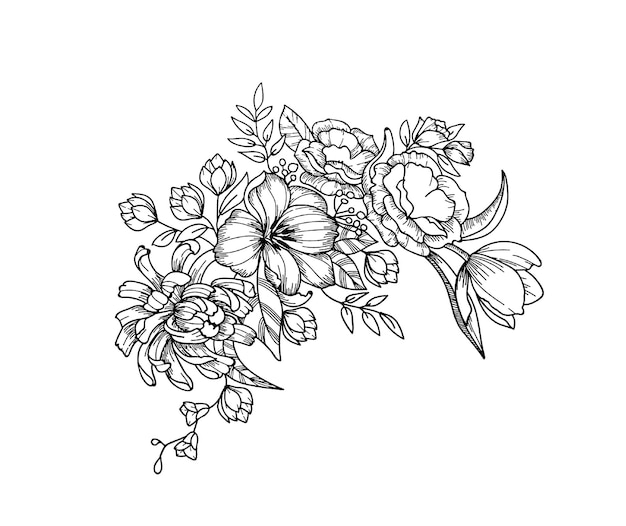 Flower Vector Black and White Jpeg