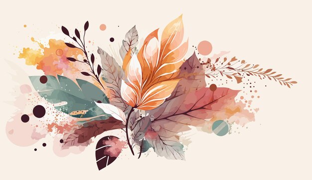 Flower watercolor art background vector Beautiful minimalistic print for your decor for postcard congratulations and poster Vector illustration