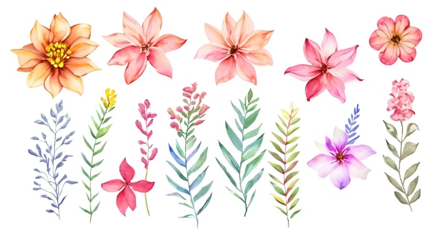 Flower watercolor clipart transparent background