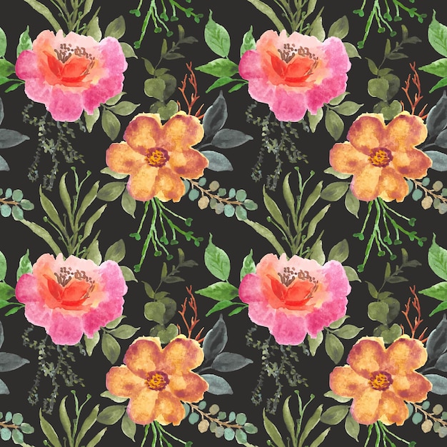 Flower watercolor seamless pattern