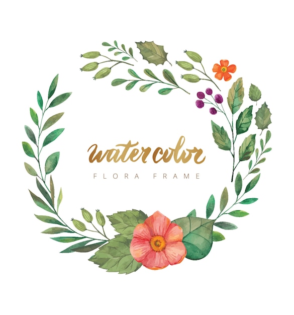 Vector flower watercolor wreaths