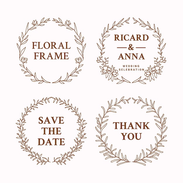 Vector flower wedding frame collectio