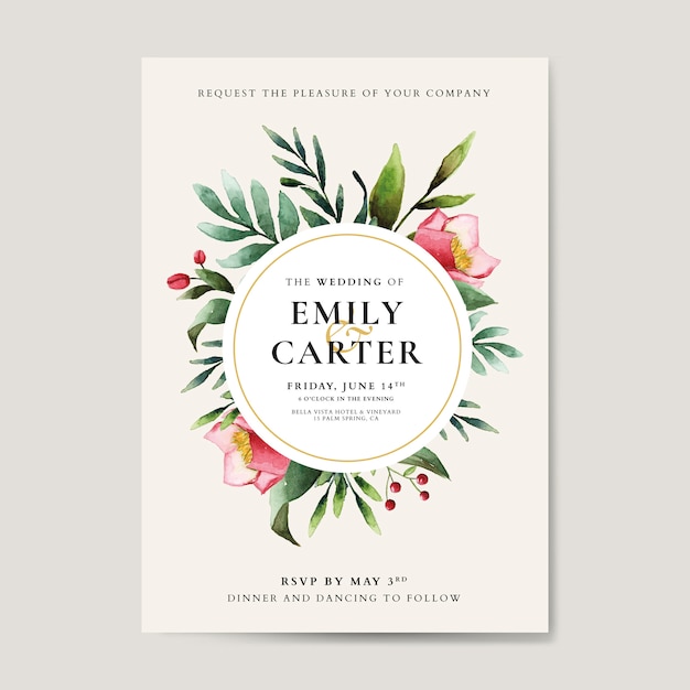 Vector flower wedding invitation card template vector