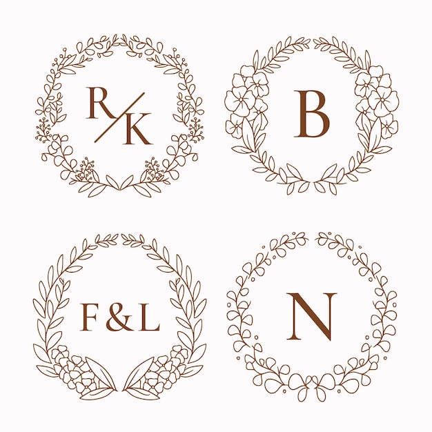 Vector flower wedding logo collection