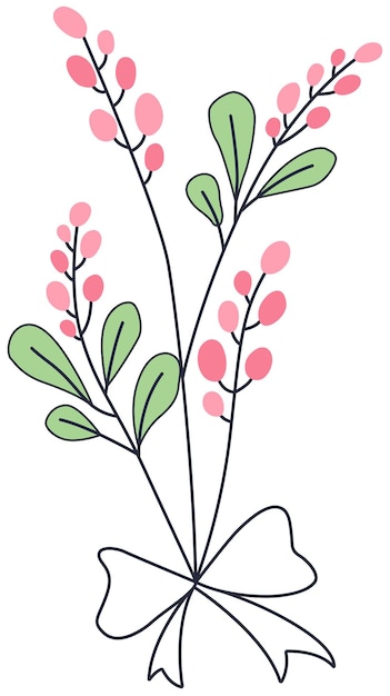 リボンと「春」の文字が描かれた花。