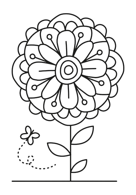 Цветок с векторной иллюстрацией бабочки