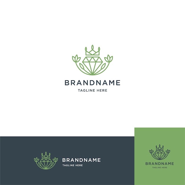 Flower with diamond logo flower and diamond line logo template