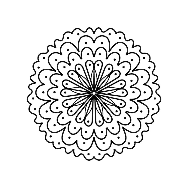 Flower with doodlestyle pattern on white background