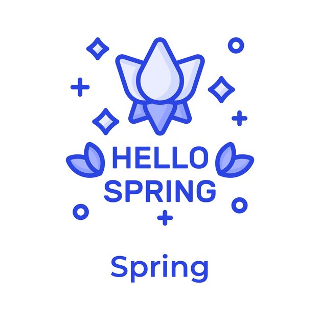 Vector flower with leaves denoting concept icon of spring season hello spring icon design