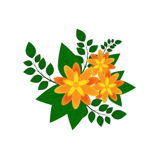 Flower with leaves floral vector illustration