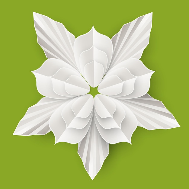 Vector flower with leaves made of paper sheet isolated illustration