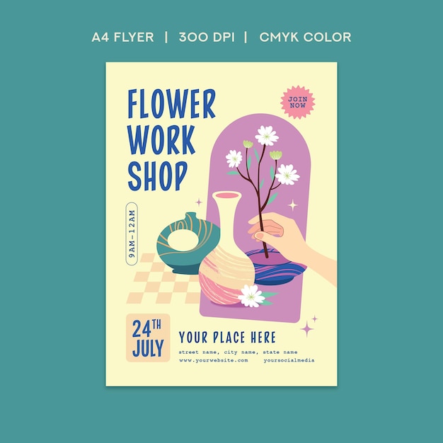 Vector flower workshop flyer