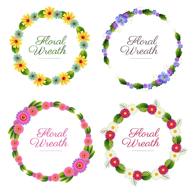 Vector flower wreath collection