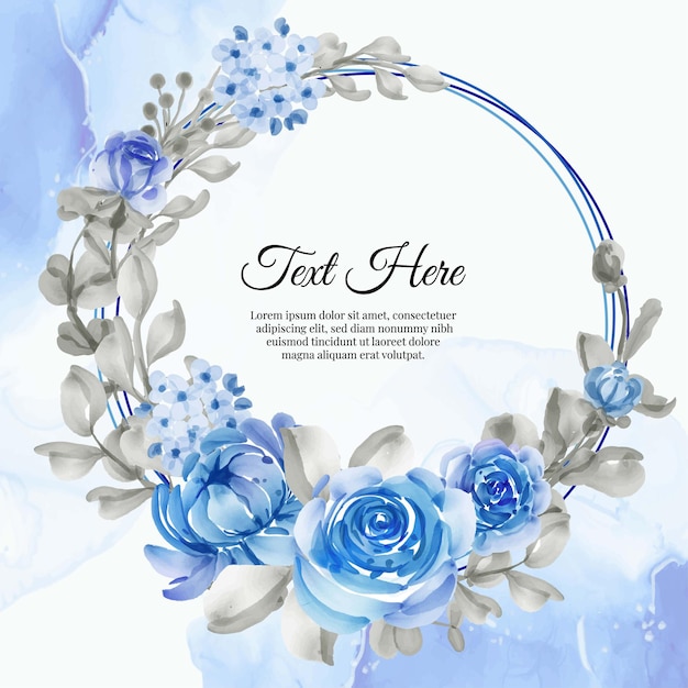 Цветочный венок рамка из цветов синий