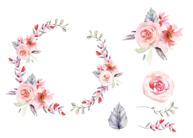 Flower wreath painted watercolor 1