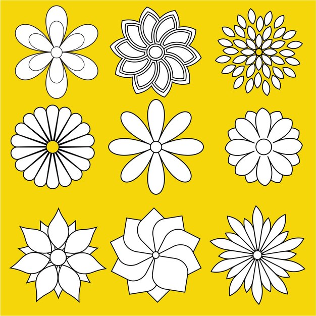 Flower on yellow backgound cartoon illustration