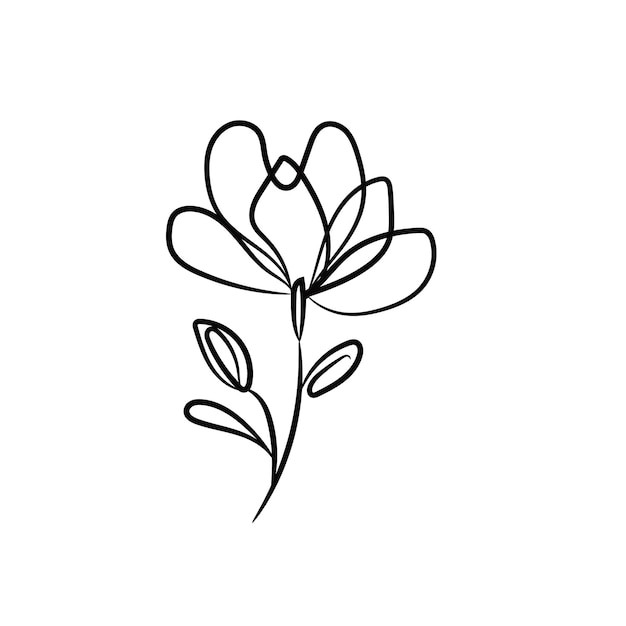 Premium Vector | Flowers arrangement with hand drawn line art