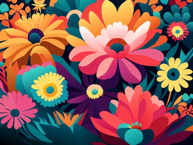 Vector flowers background colorful animated vector collection