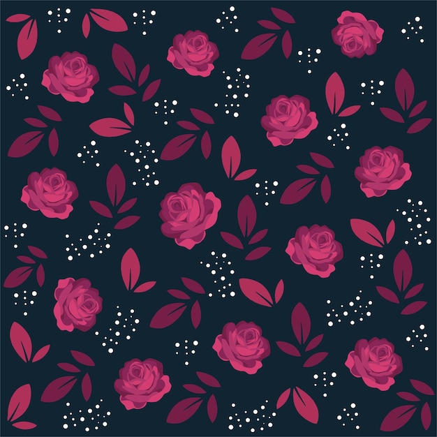 Vector flowers background red rose icons repeating design